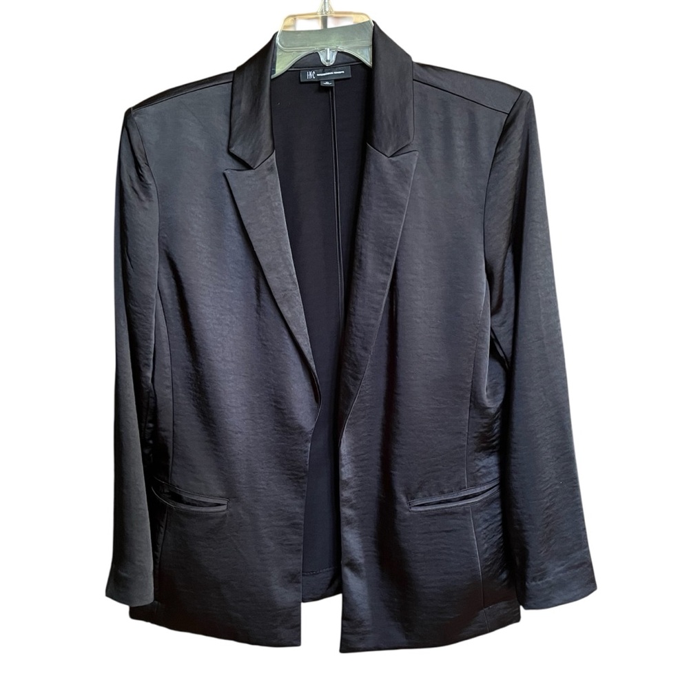 INC International Concepts Shiny Black Women's Open Front Blazer Size XL